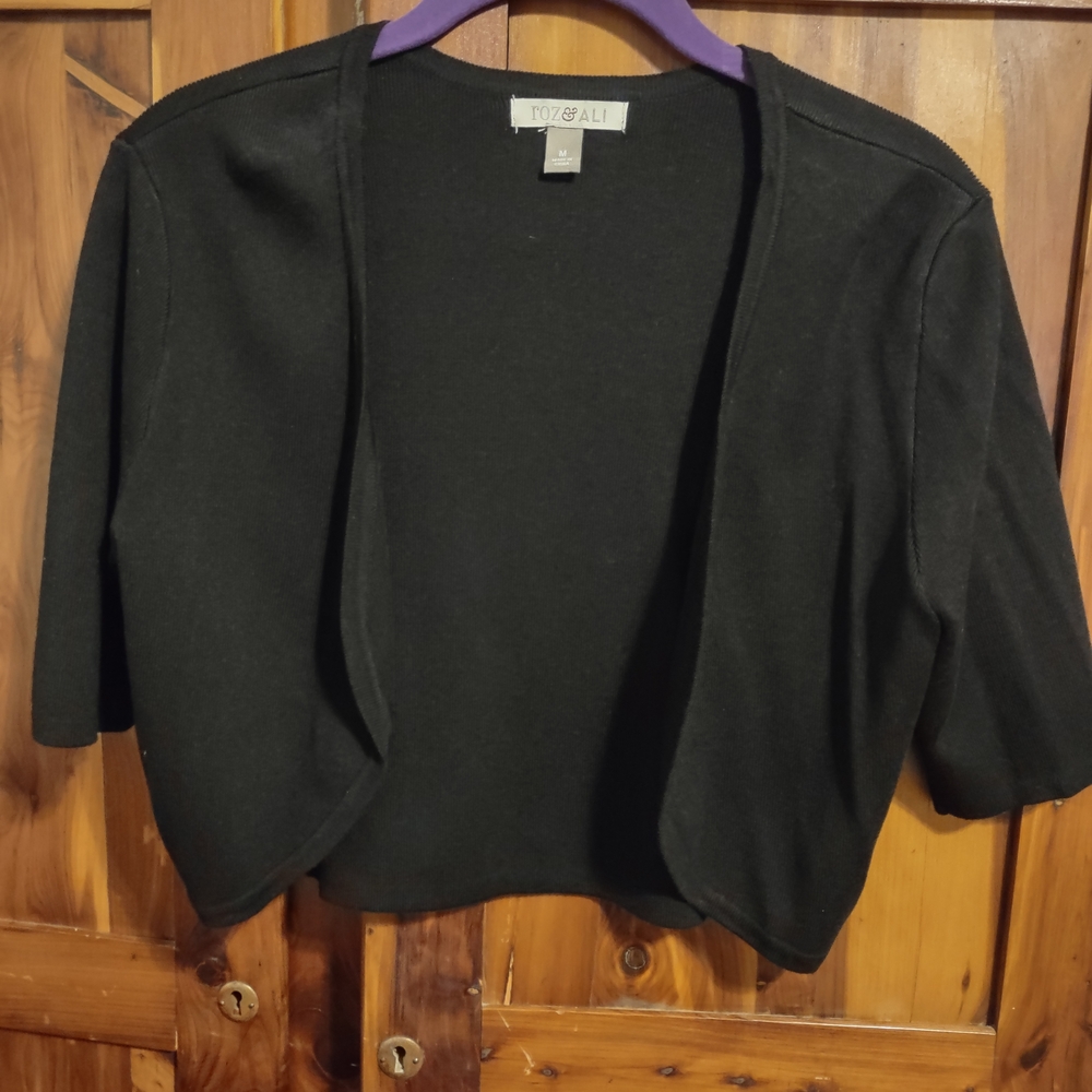 Roz & Ali Classic Black Open-Front Shrug